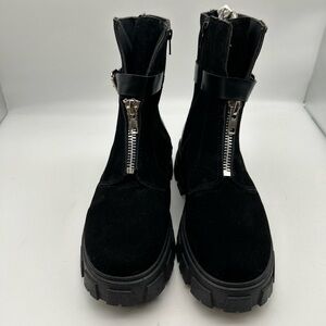 Olivia Miller Women's Angie Lugsole Combat Booties Black